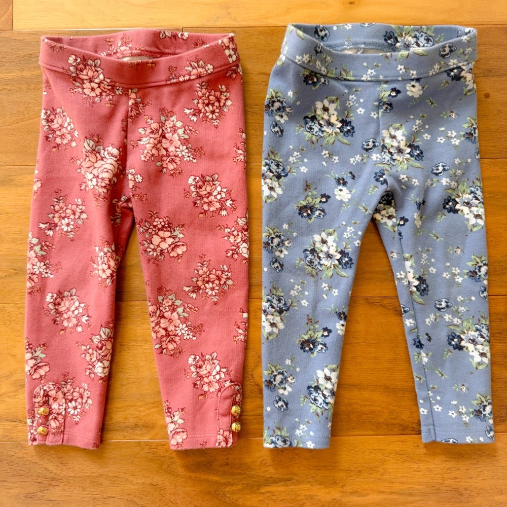2 Pairs of Janie & Jack Toddler Girls Leggings Size 18-24M Great Condition!!
